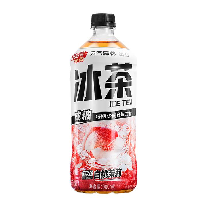 Genki Forest Reduced Sugar White Peach Jasmine Ice Tea - 900ml x 2