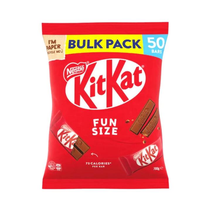 Nestlé KitKat Fun Size Chocolate Wafer Bars - Bulk Pack of 50 (14g Each) - 700g