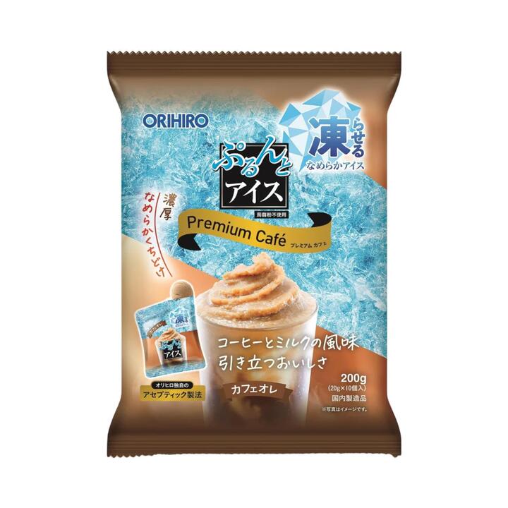 Orihiro Konjac Jelly Ice Premium Café au Lait 200g (10 x 20g) - Low-Calorie Coffee & Milk Konnyaku Slushy Snack