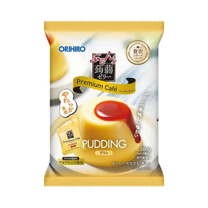 Orihiro Purunto Konjac Jelly Pudding (Premium Café) 200g – Coffee Custard Flavour, 10 Mini Pouches