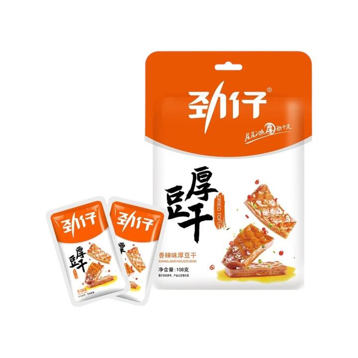 Jinzai Thick Dried Tofu – Spicy Flavor 108g - Bean Curd Snack