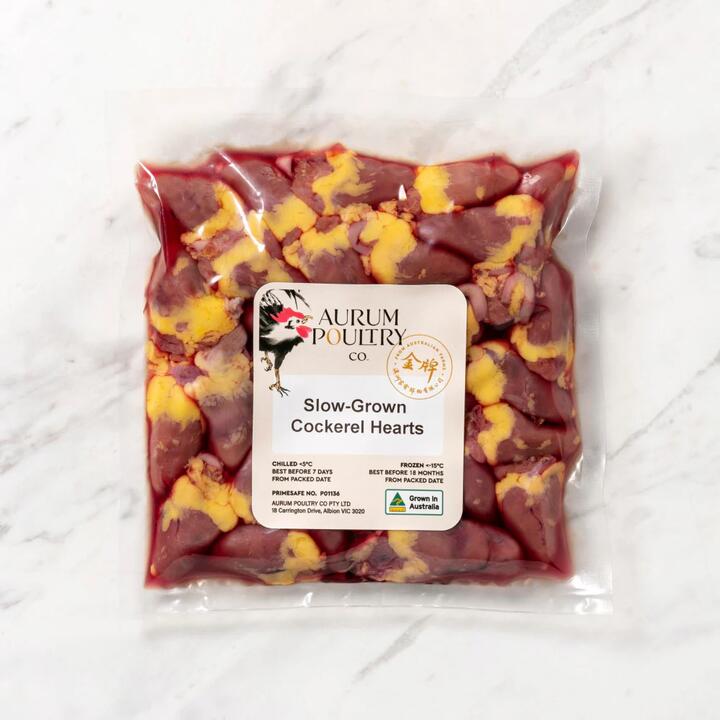 Aurum Poultry Slow-Grown Cockerel Hearts 250g – Free-Range Chicken Hearts