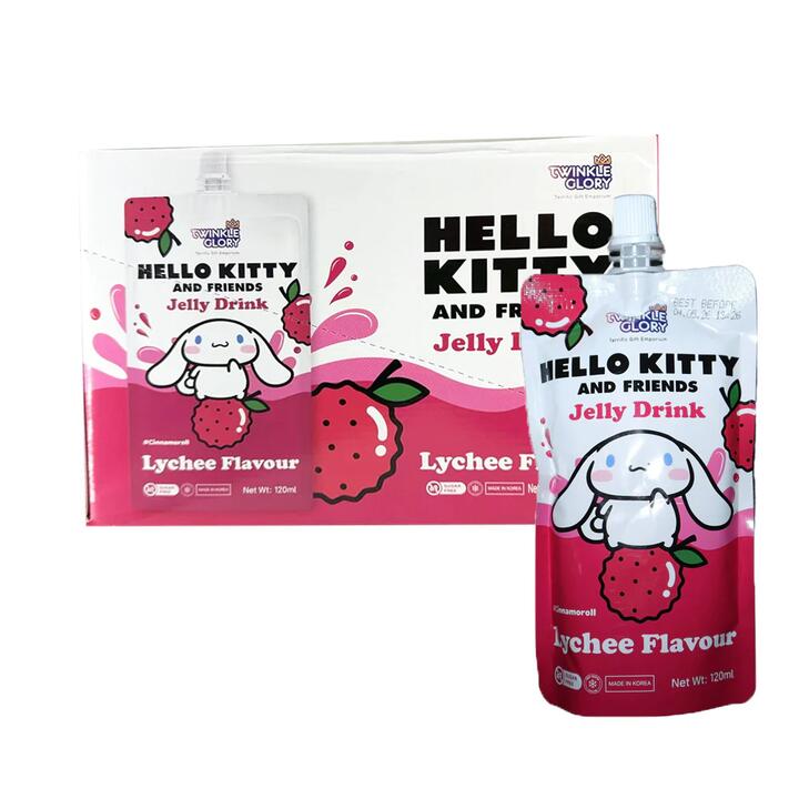 Twinkle Glory Hello Kitty & Friends Sugar-Free Lychee Jelly Drink – 120ml × 10 Pouches