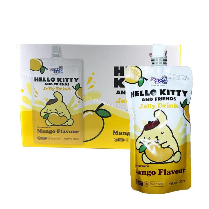 Twinkle Glory Hello Kitty & Friends Zero-Sugar Squeezable Jelly Drink – Mango Flavour 120 ml × 10 Pouches