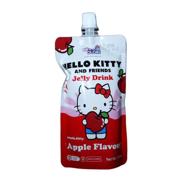 Twinkle Glory Hello Kitty Zero-Sugar Squeezable Jelly Drink – Apple Flavour 120ml x 10 Pouches