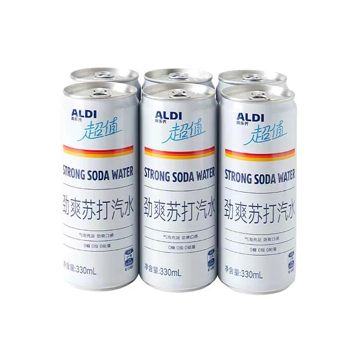 ALDI Strong Soda Water (Highly Carbonated Sparkling Water) 330 ml × 6 Cans – Limited Import