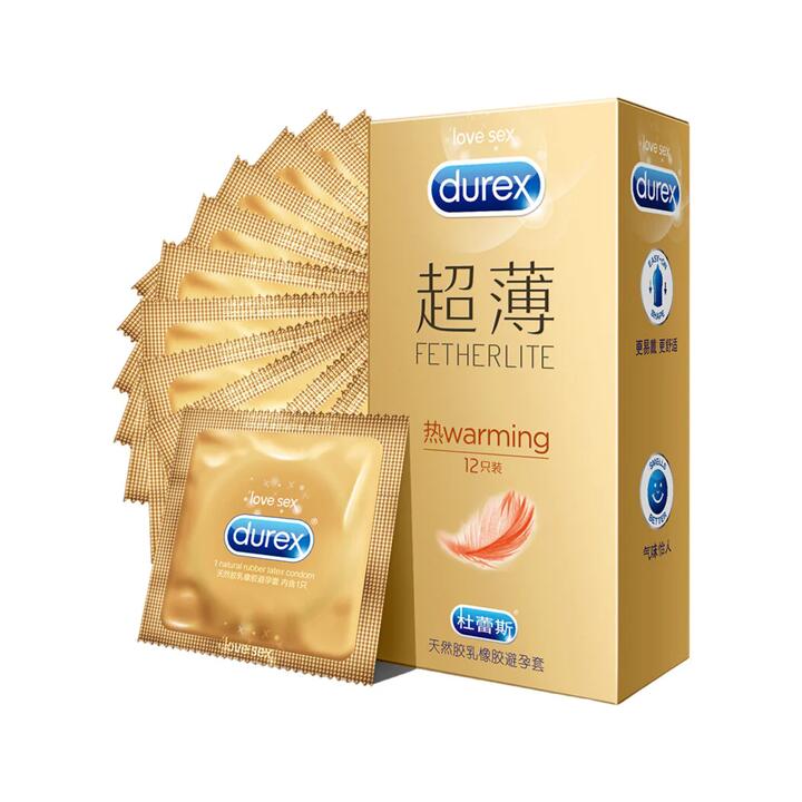 Durex Fetherlite Warming Ultra Thin Condoms - 12 Pack