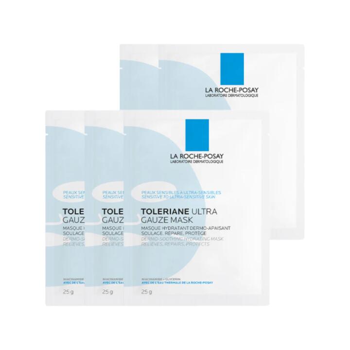 La Roche-Posay Toleriane Ultra Gauze Mask – 5 Sheets - Soothing Hydrating Sheet Masks for Sensitive & Ultra-Sensitive Skin