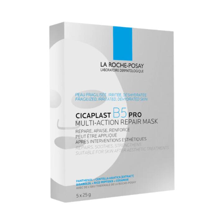 La Roche-Posay Cicaplast B5 Pro Multi-Action Repair Mask – 5 Sheets - Soothing Repair Sheet Masks with Panthenol & Centella