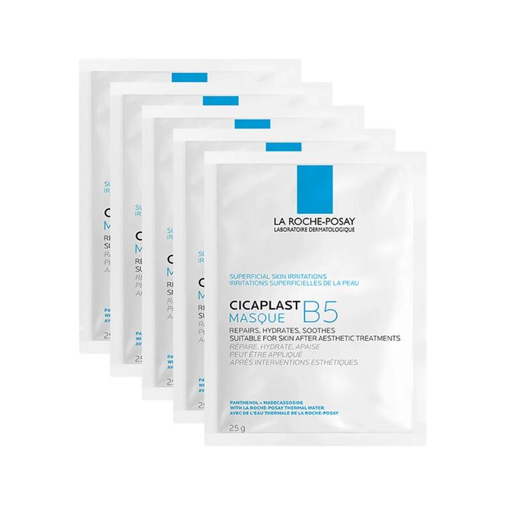 La Roche-Posay Cicaplast B5 Soothing Repair Sheet Mask – 5 Sheets - with Panthenol (Vitamin B5) & Madecassoside