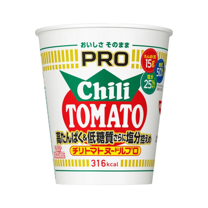 Nissin Cup Noodles PRO Chili Tomato – High-Protein, Lower Sugar & Reduced Salt 80g - Spicy Tomato Instant Cup Ramen