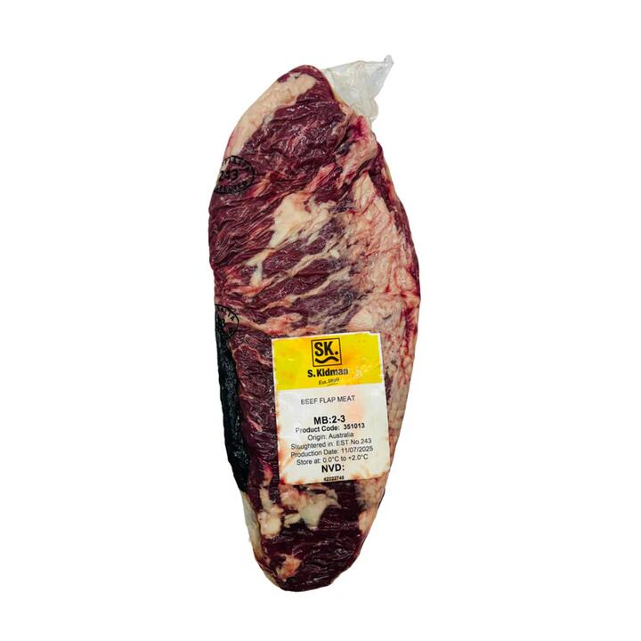 S. Kidman Frozen Beef Flap Meat MB 2–3 1.3–1.5kg – Bavette (Flap Steak)