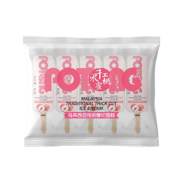 Meiqi Malaysian Potong Thick-Cut Ice Cream – White Peach, 5 Bars 400g