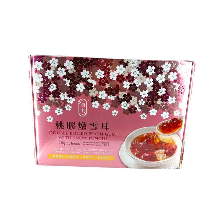 Shun Nam Double-Boiled Peach Gum with Snow Fungus – 238g x 6 Bowls - Ready-to-Eat Dessert Soup