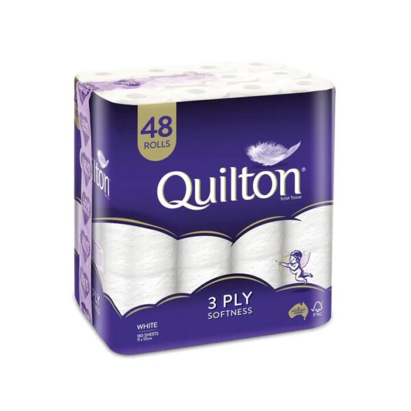Quilton 3-Ply Toilet Tissue - 48 Rolls - Soft & Strong Bathroom Tissue