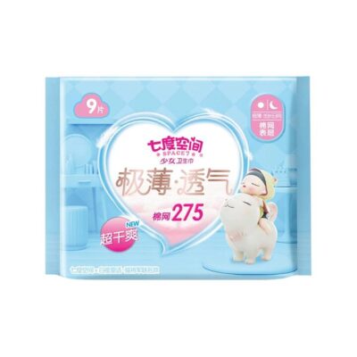 SPACE7 Teen Series Ultra-Thin Breathable Cotton-Mesh Sanitary Pads 275mm, 9 Count – Collaboration Edition