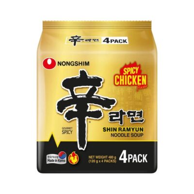 Nongshim Shin Ramyun Spicy Chicken Noodle Soup 120g x 4 Pack – Korean Instant Ramen